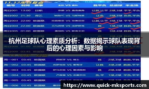 杭州足球队心理素质分析：数据揭示球队表现背后的心理因素与影响